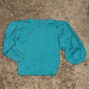 Kate Quinn Little Liam Balloon Sleeve Top - Turqoise